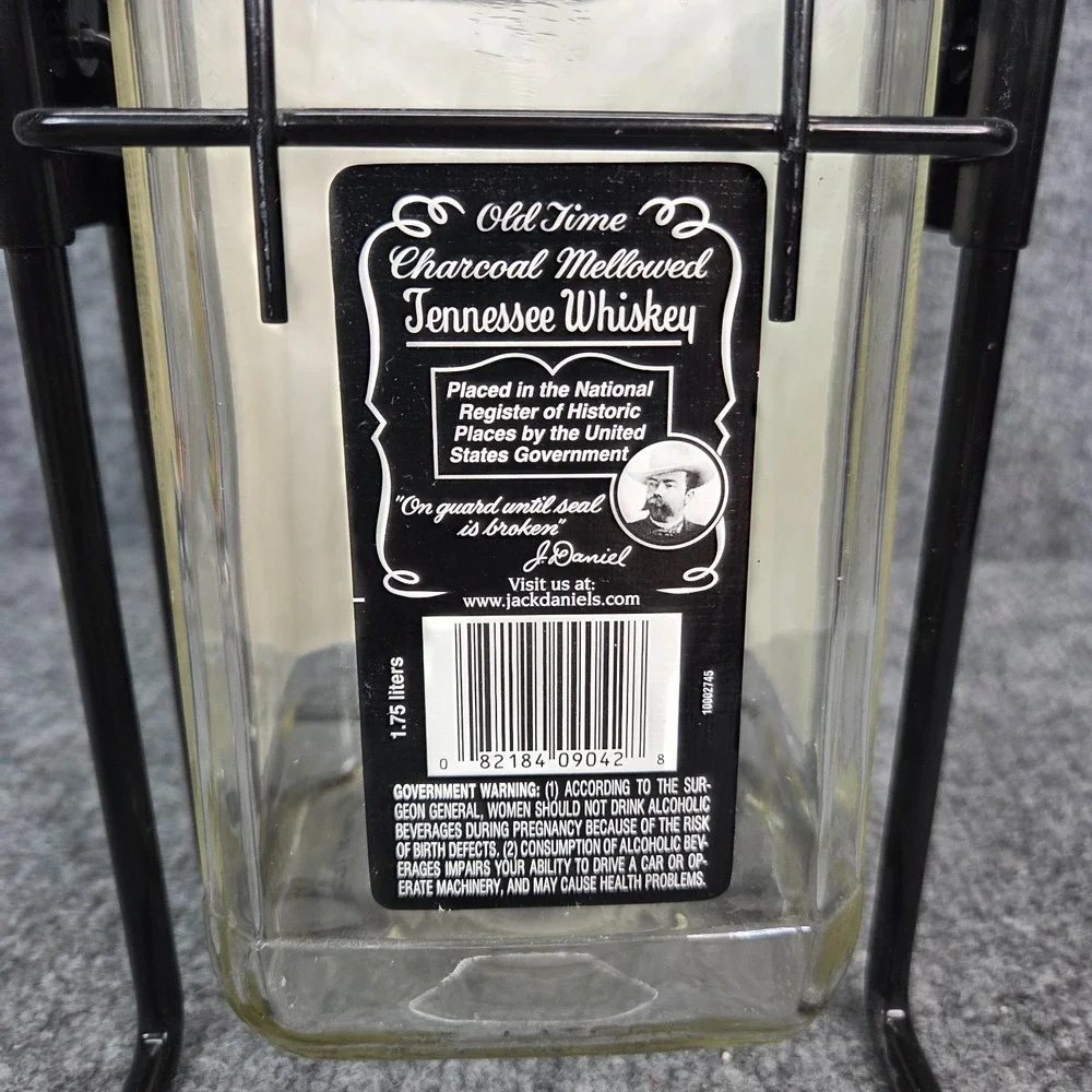 Jack Daniels Whiskey 1.75 Litre Bottle in Swing Metal Cradle Pour Holder Mancave